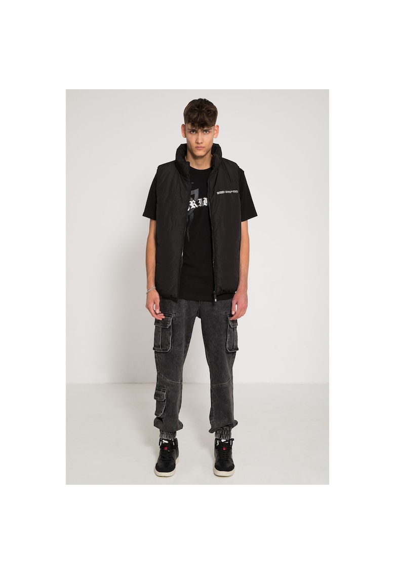 Blugi cargo cu aspect decolorat -