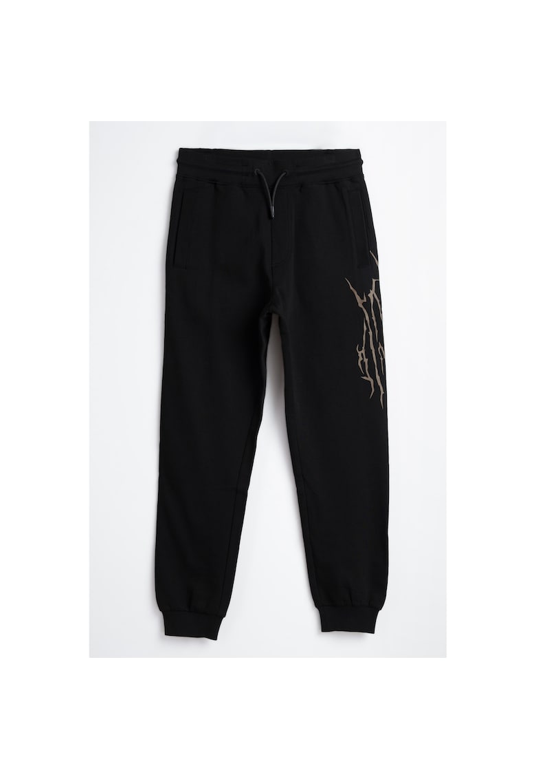 Pantaloni de trening cu imprimeu si snur de ajustare