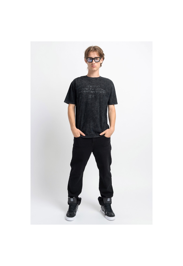 Blugi negri cu croiala regular si buzunare - Negru