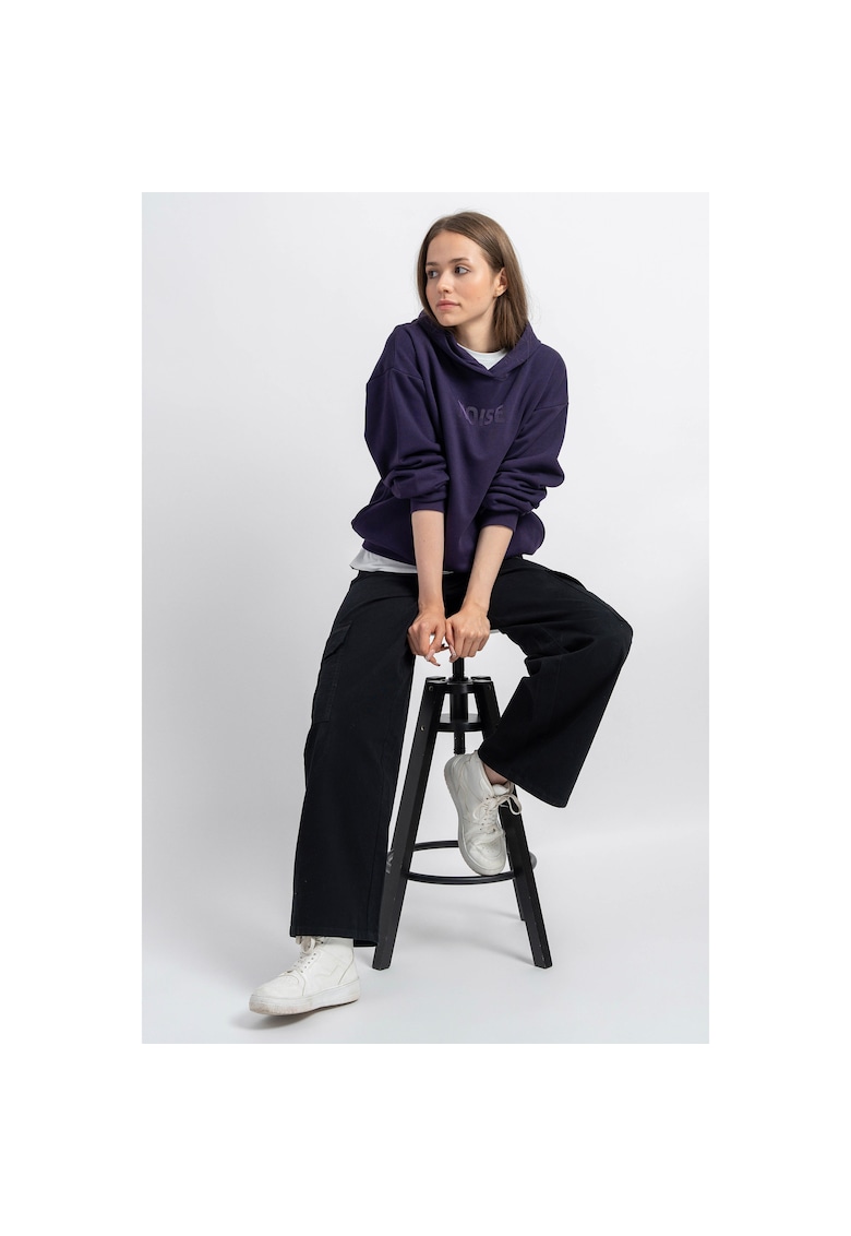 Pantaloni cargo cu talie medie si croiala ampla