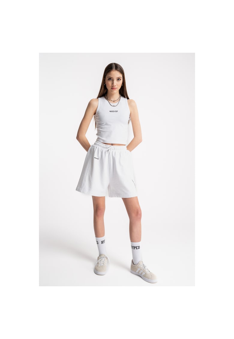 Pantaloni scurti de trening cu croiala ampla si imprimeu