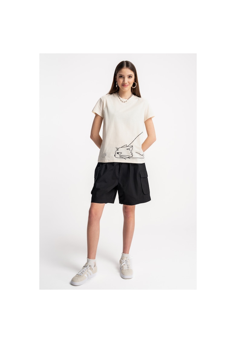 Pantaloni scurti cargo cu talie medie - Negru