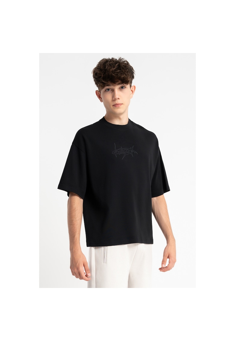 Tricou uni cu croiala lejera -