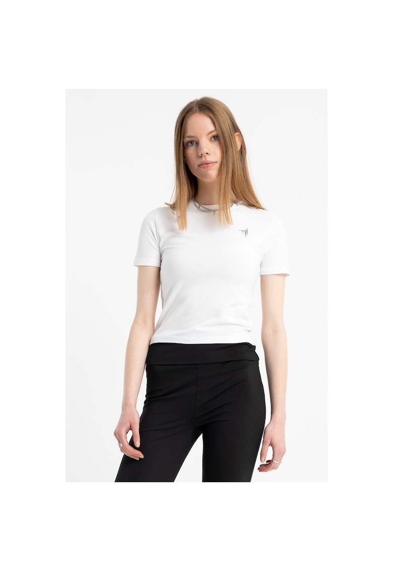 Tricou basic cu decolteu la gât - Alb