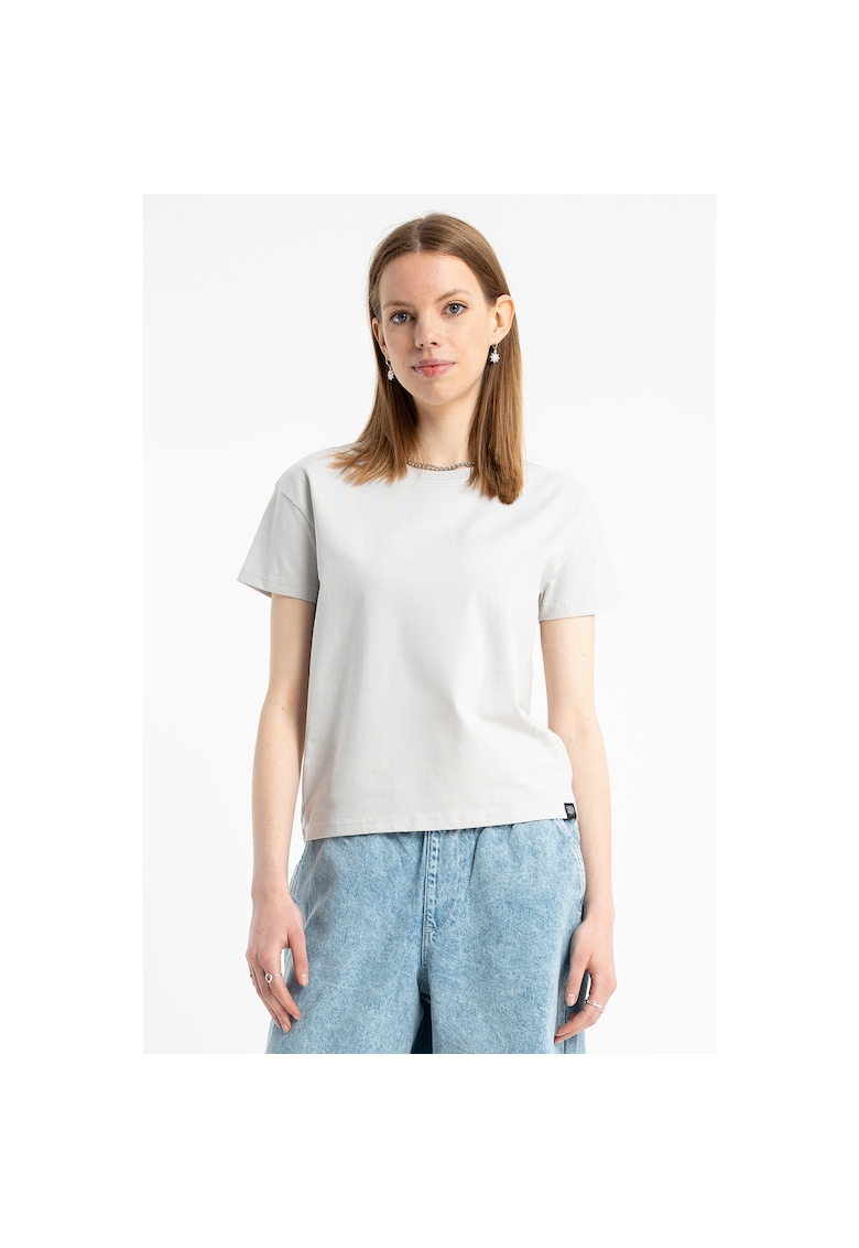 Tricou uni cu decolteu la baza gatului -