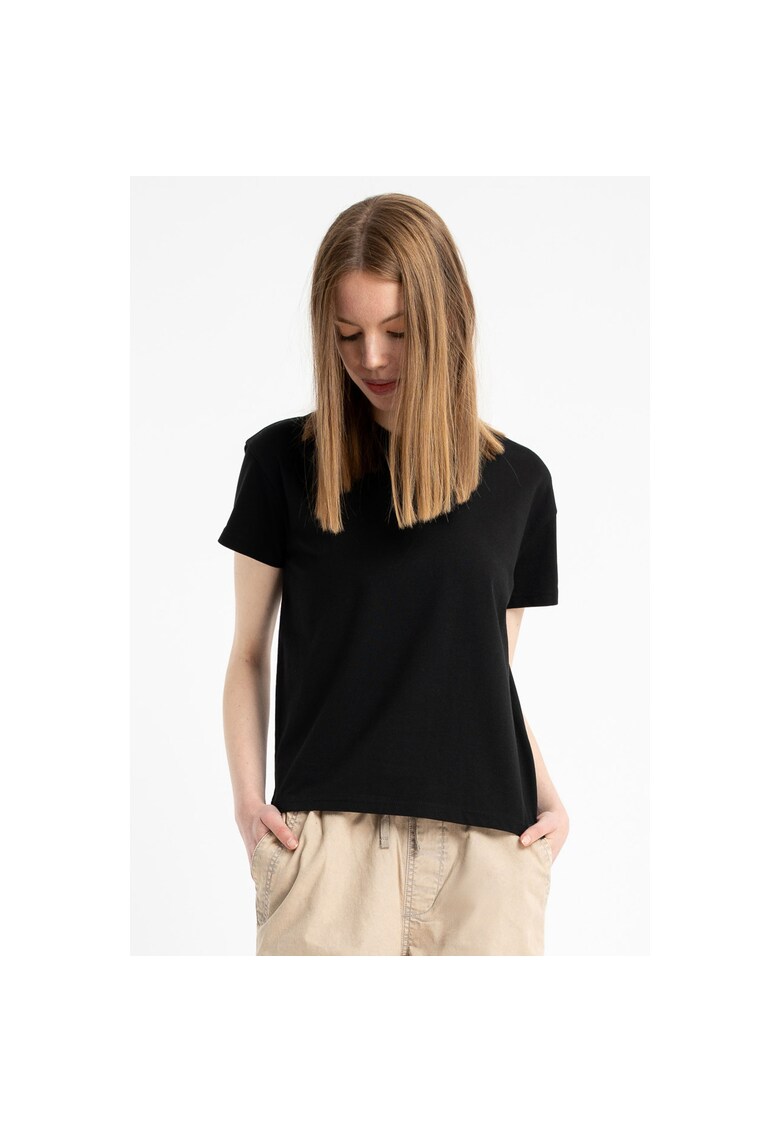 Tricou din amestec de bumbac cu decolteu la baza gatului -