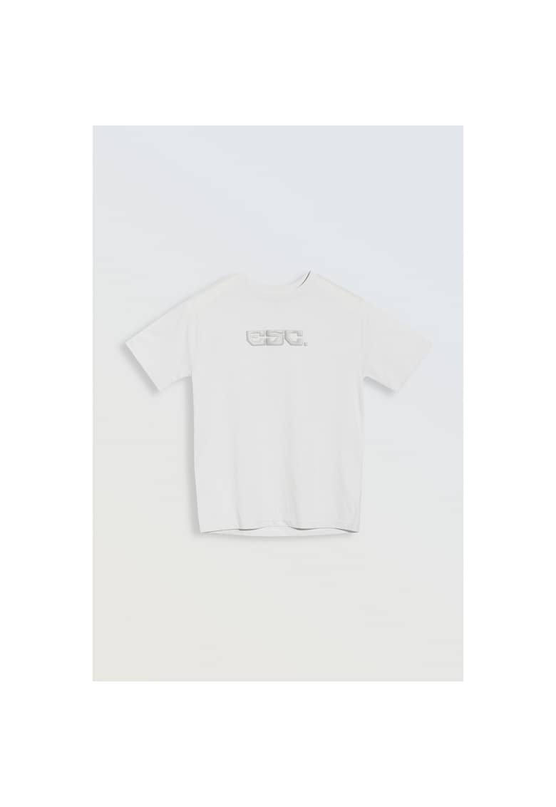 Tricou din bumbac cu decolteu la baza gatului -
