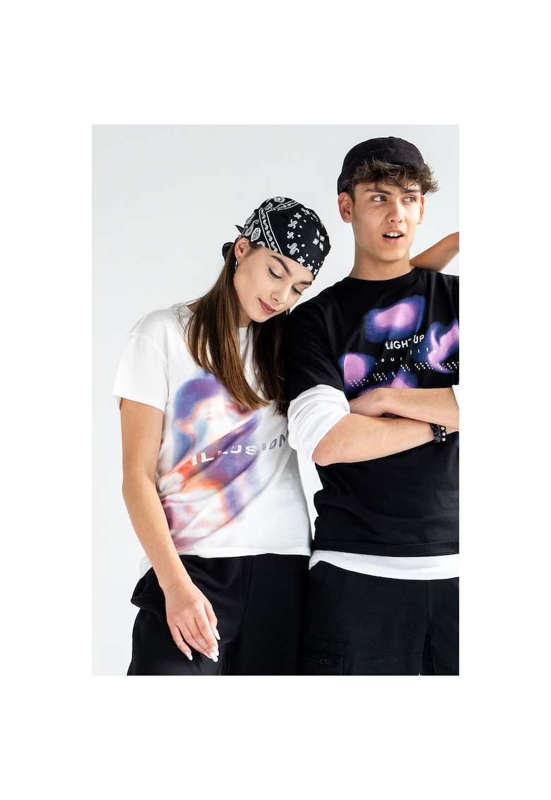 Tricou lejer din bumbac cu imprimeu -