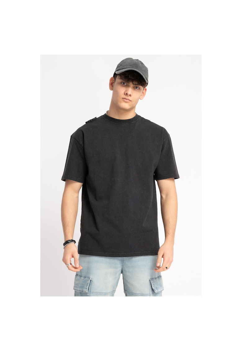 Tricou oversized din bumbac cu aspect prespalat -