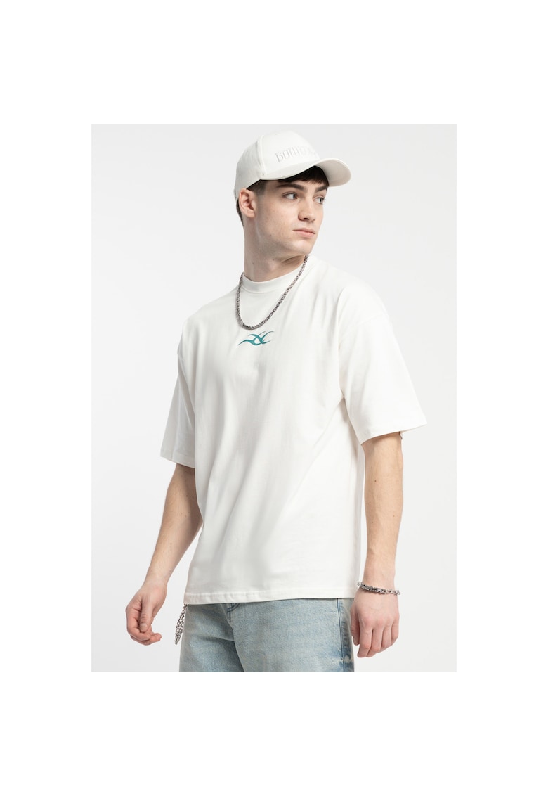 Tricou cu grafica pe spate stil colaj -