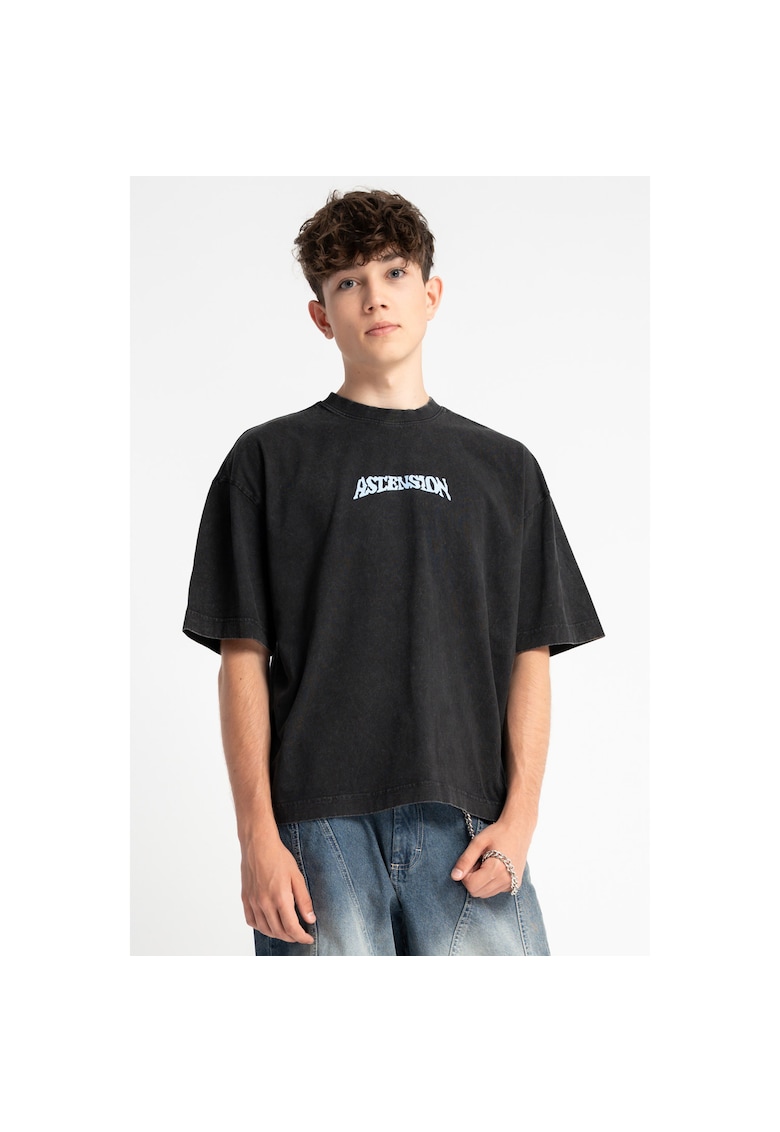 Tricou din bumbac cu imprimeu text -