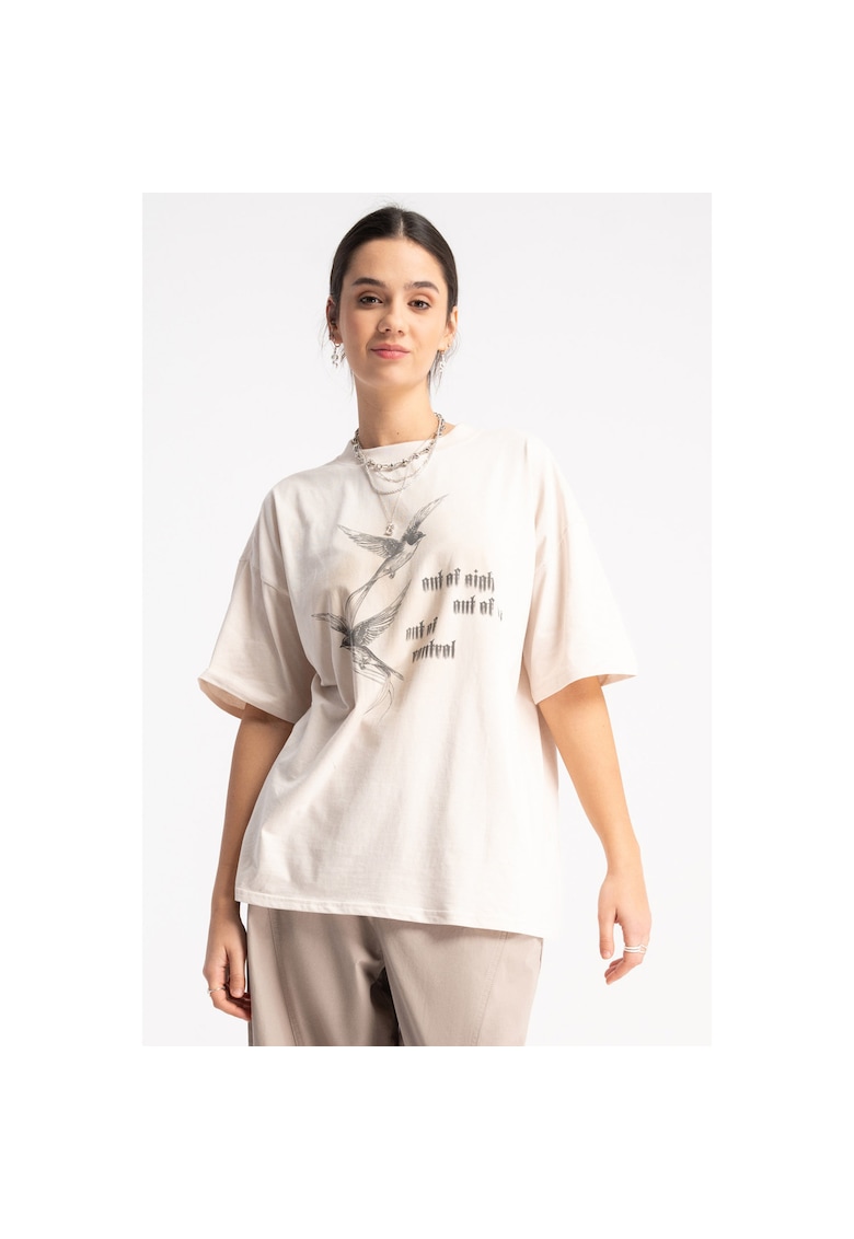 Tricou lejer din bumbac cu imprimeu grafic -