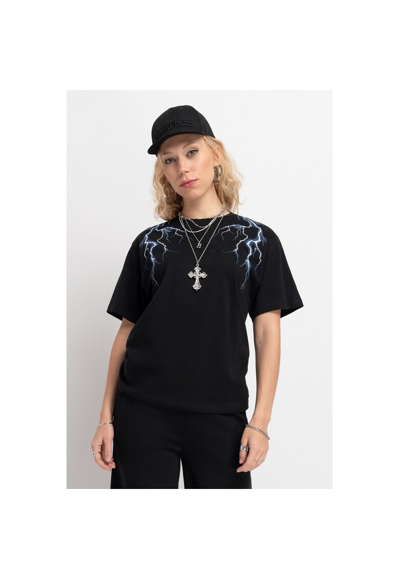 Tricou lejer cu decolteu la baza gatului din bumbac -