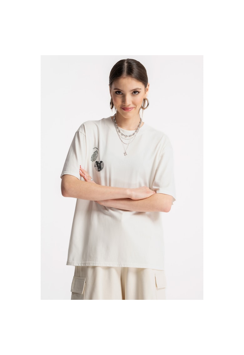 Tricou superdimensional cu imprimeu graphic -