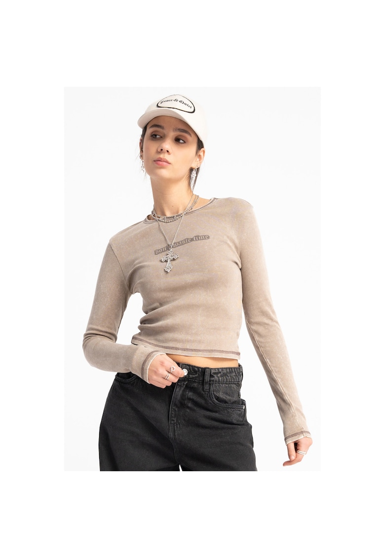 Bluza slim fit cu efect spalacit -