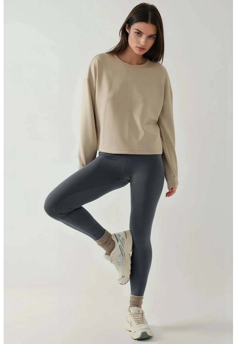 Bluza dama - scurt - maneca lunga - crem natural - jerseu