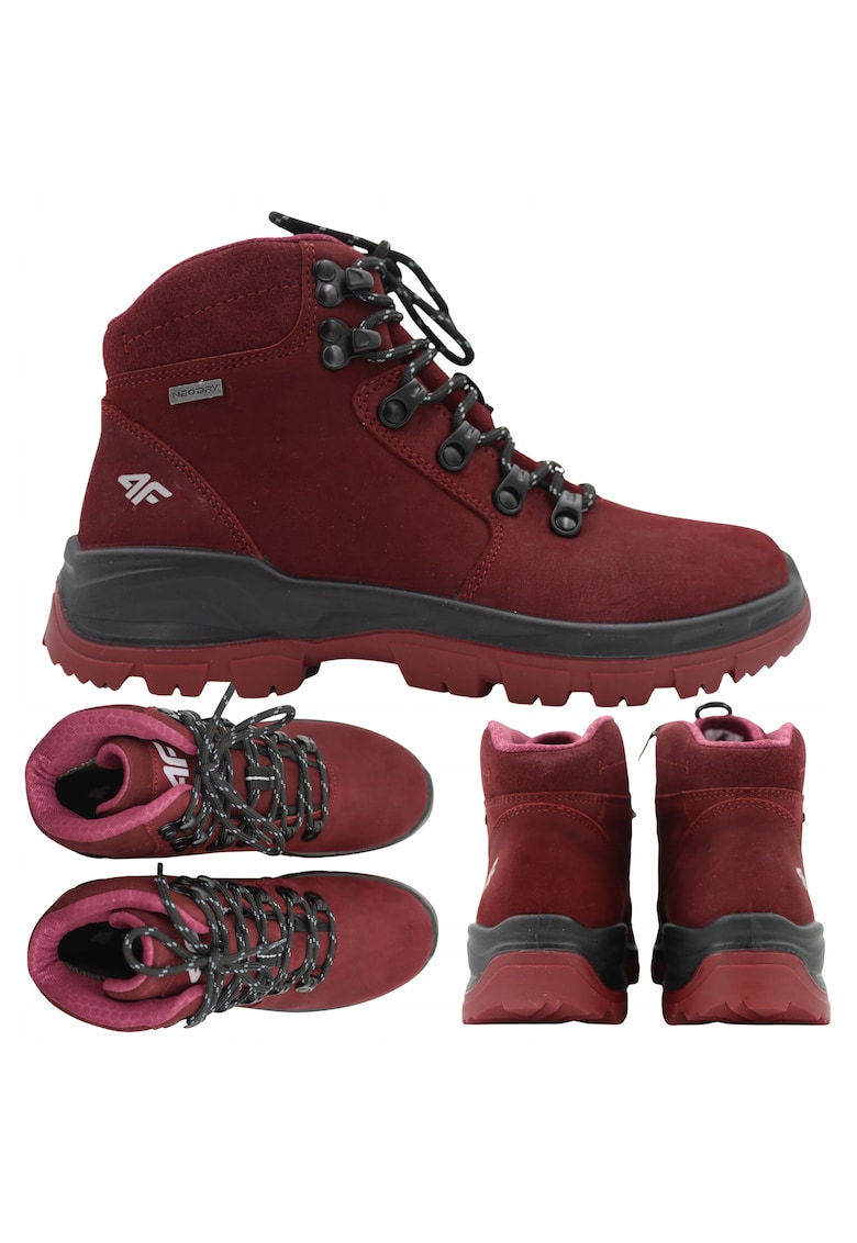 Ghete Dama Trekking Piele Nubuc Naturala - Impermeabile - Rosu - Marime