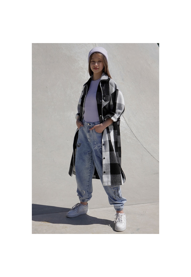 Camasa-jacheta lunga si lejera in carouri -