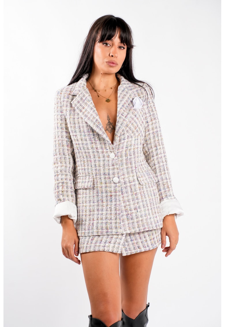Sacou din tweed pastel multicolor