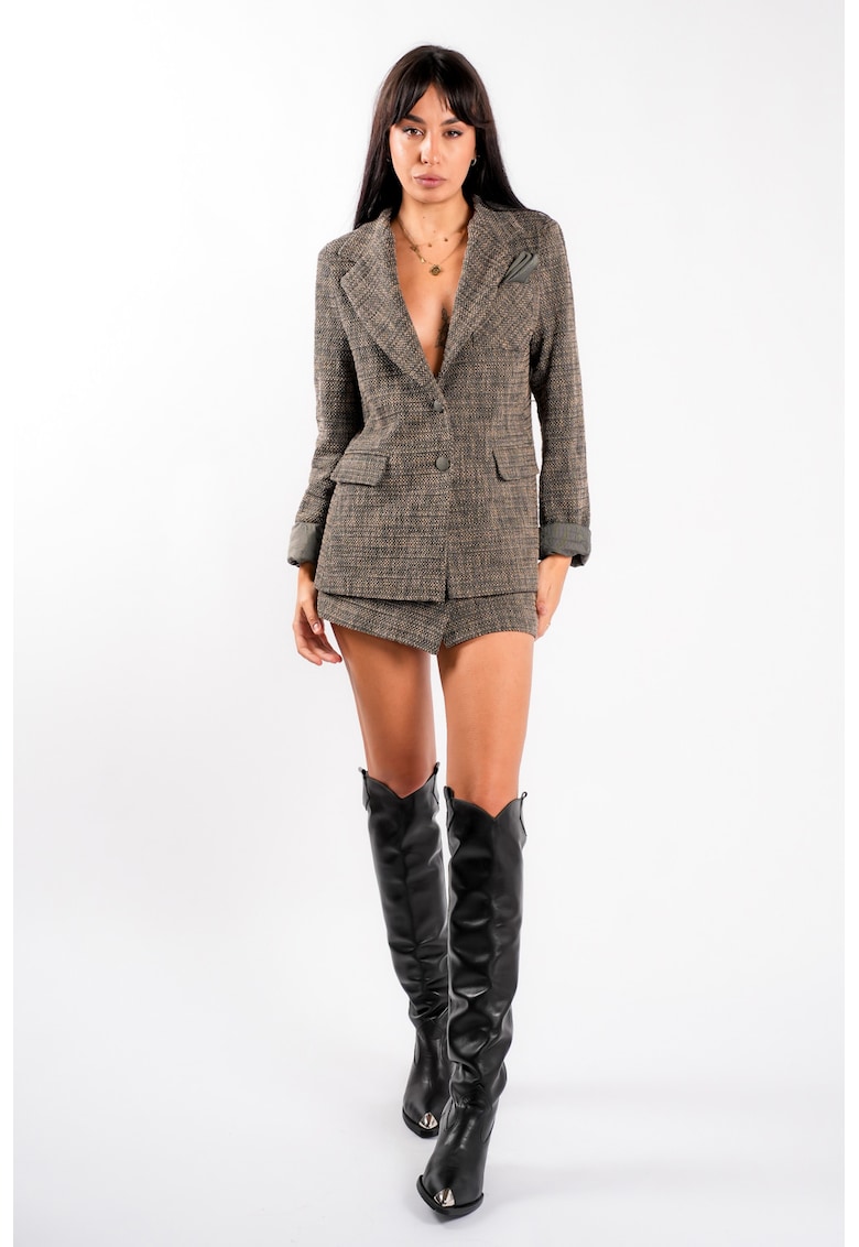 Sacou din tweed cu revere decupate