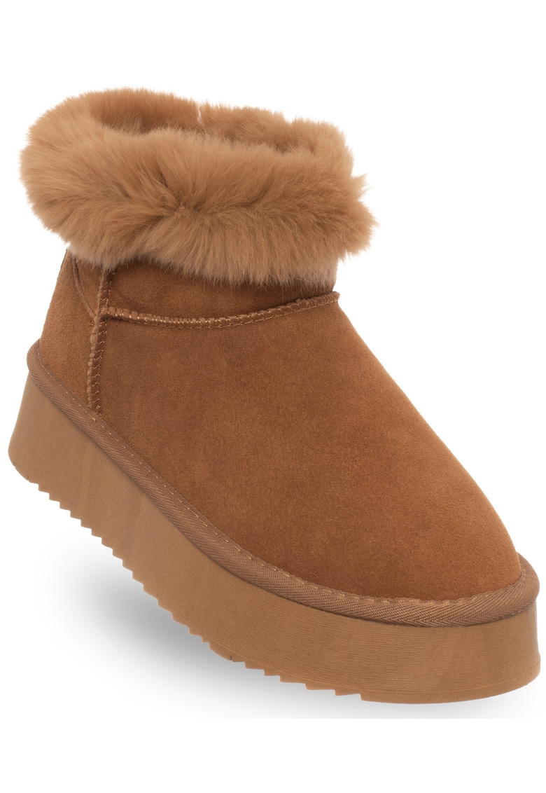 Ghete dama model SCW421P12/21 - piele naturala - maro - platforma de 4 cm