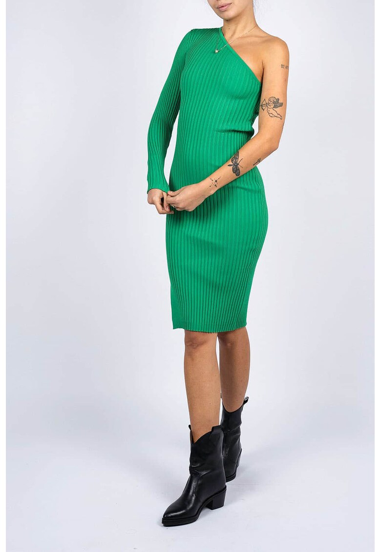 Rochie mulata asimetrica din tricot - Verde