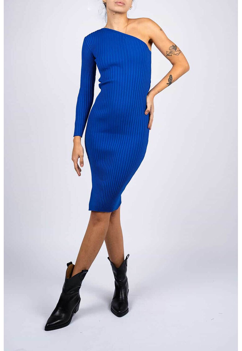 Rochie mulata asimetrica din tricot - Albastru