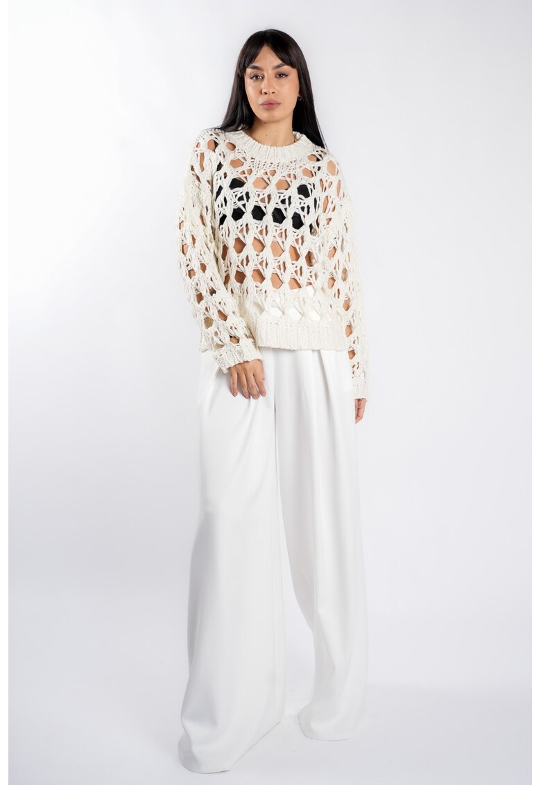 Pulover crosetat Ivory - Alb