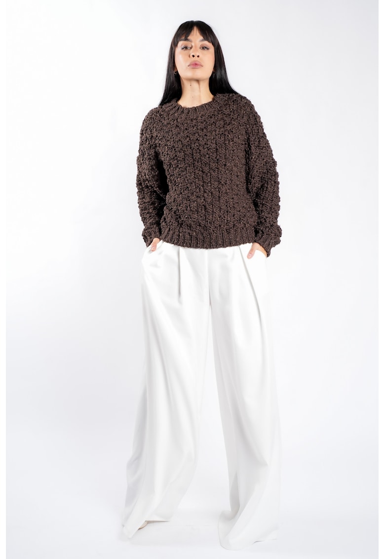 Pulover texturat oversized Brown