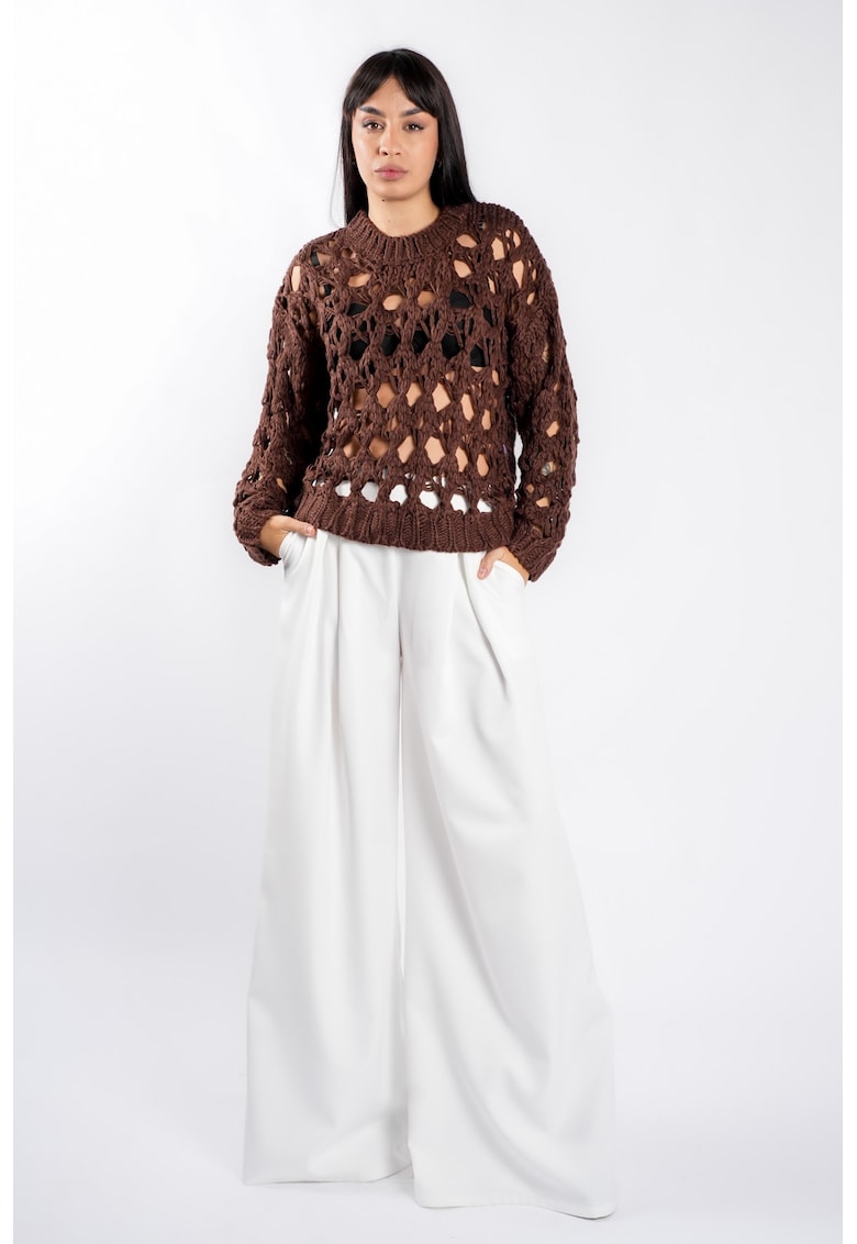 Pulover crosetat Brown - Maro