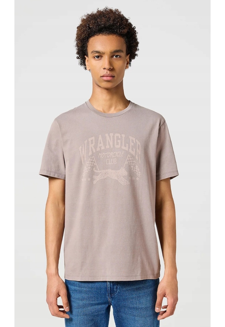 Tricou barbati - GRAPHIC TEE - imprimeu subtil - bej - bumbac