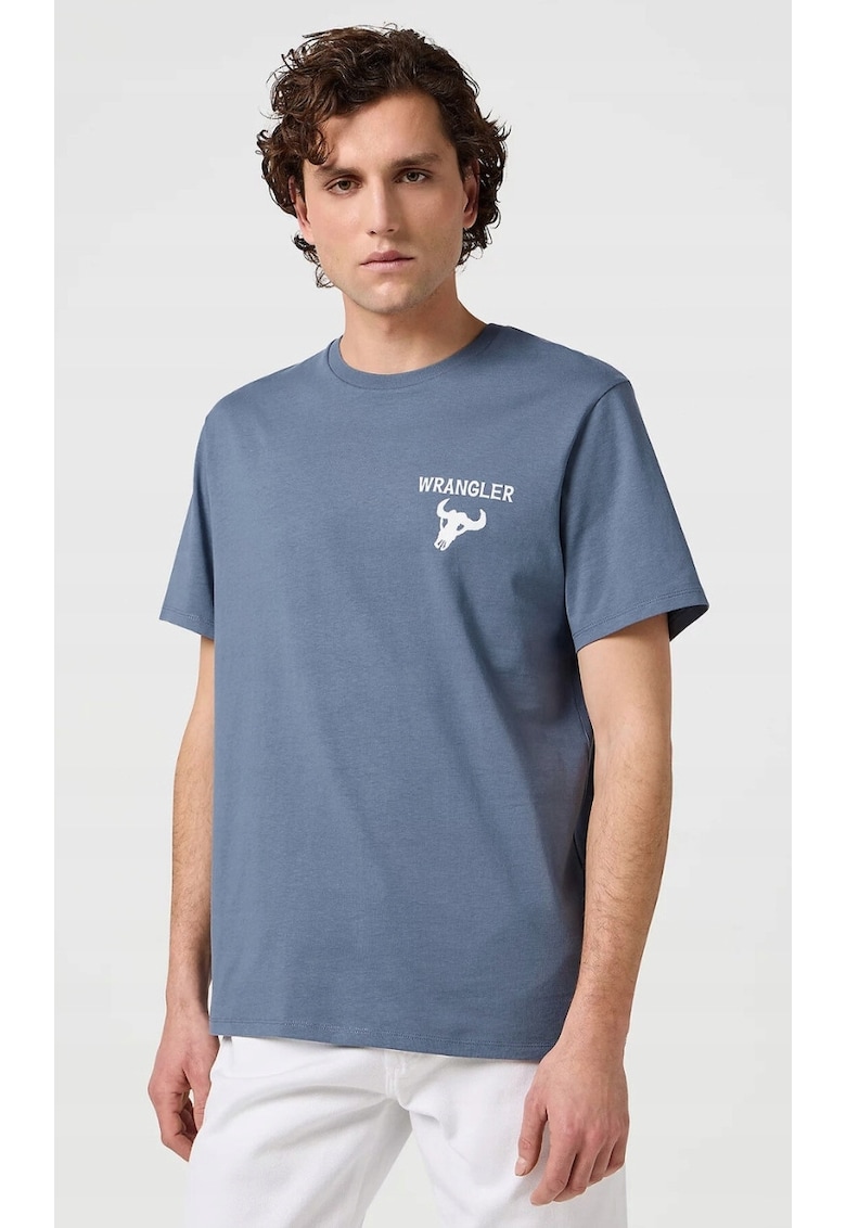 Tricou de barbati - GRAPHIC TEE - bumbac - albastru - maneca scurta