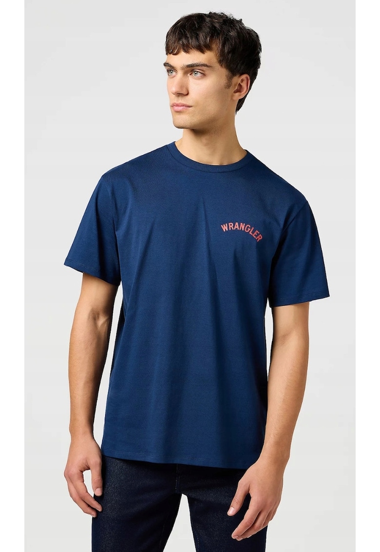 Wrangler Tricou barbati - GRAPHIC TEE - bumbac - albastru - maneca scurta
