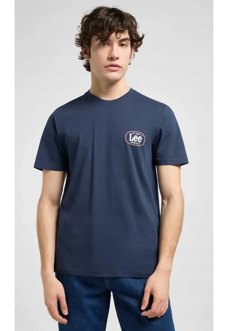 Tricou barbati - REGULAR SMALL LOGO TEE - albastru - bumbac