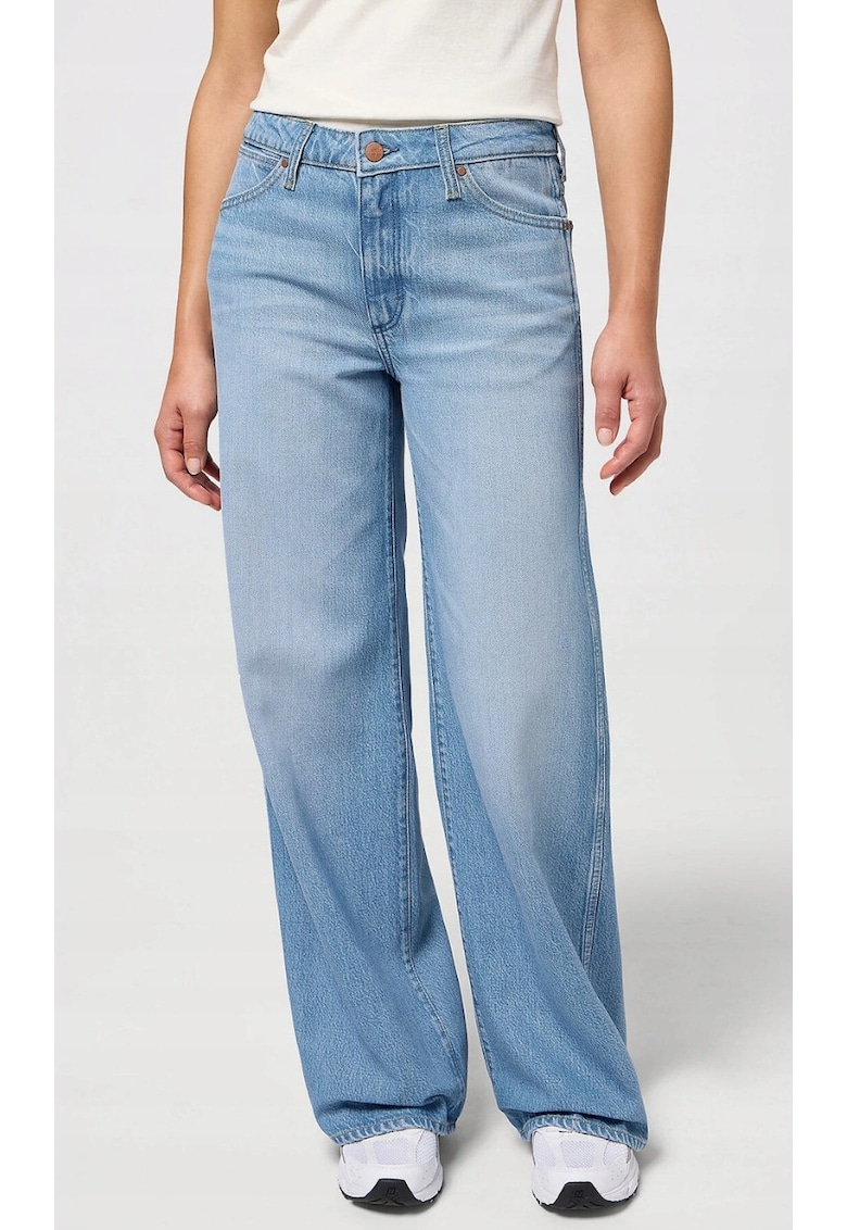 Blugi dama palazzo - albastru - bumbac - largi