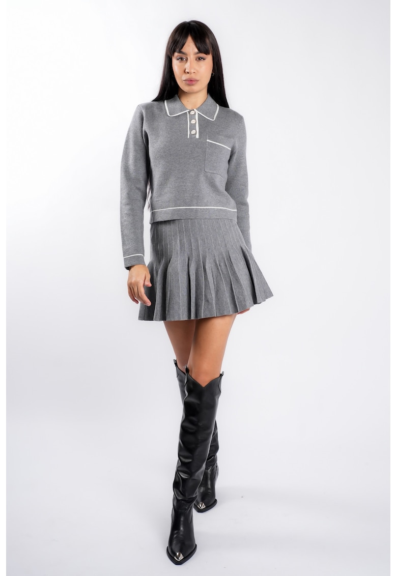 Compleu Grey cu guler contrastant - Gri