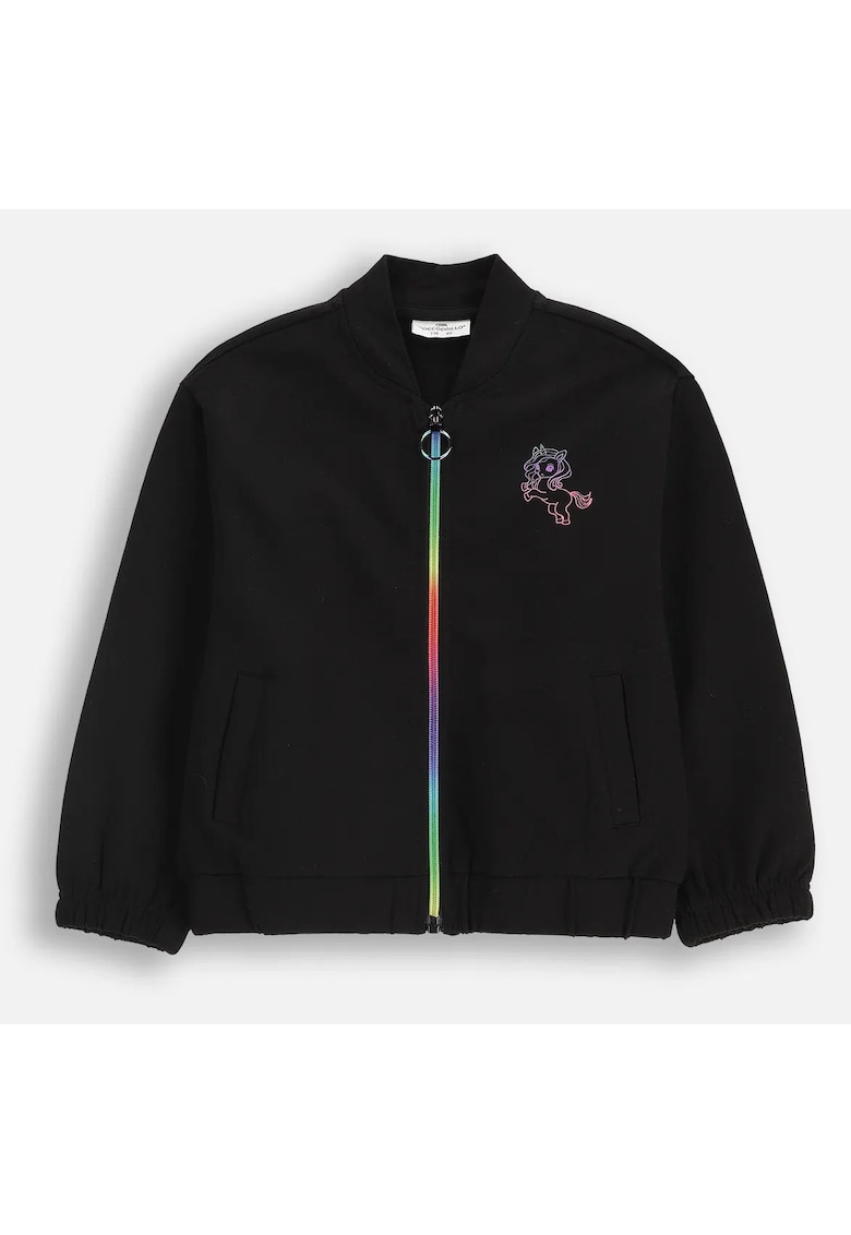 Hanorac Unicorn Neon - elastic - negru - bumbac - pentru fete