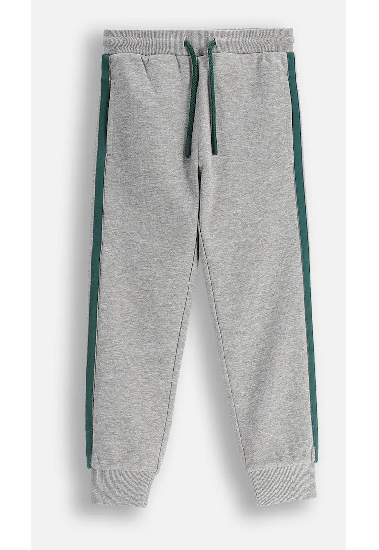 Pantaloni de trening - gri - bumbac - benzi contrastante verde si albastru