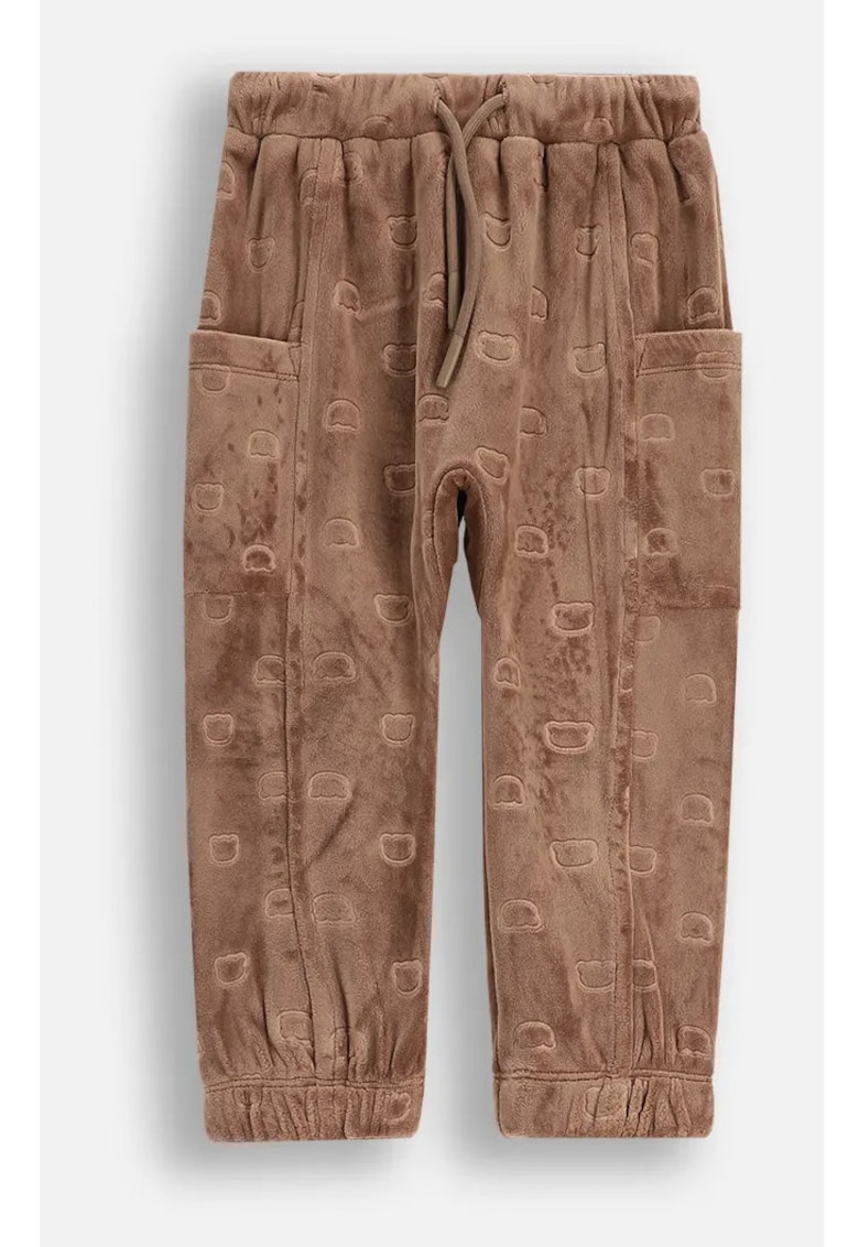 Pantaloni copii - velur - aplicatie ursulet - maro - poliester