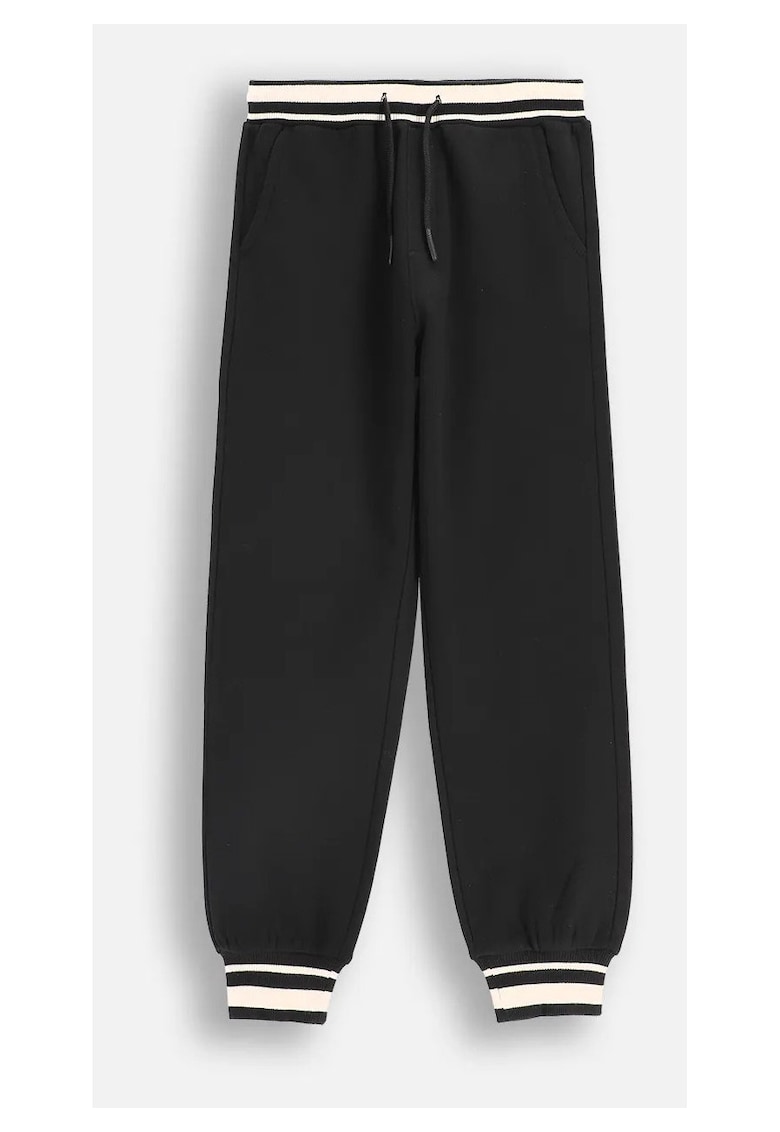 Pantaloni copii - trening - negru - bumbac - talie elastica - buzunare