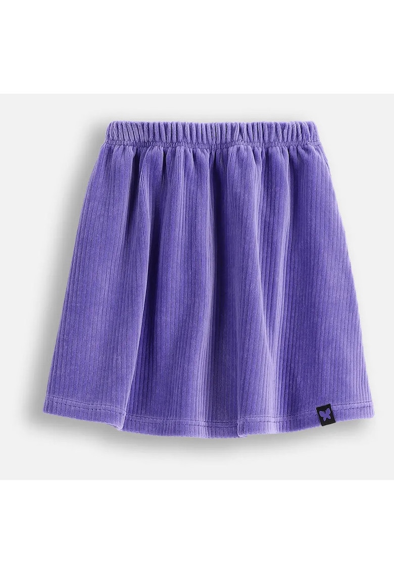 Fusta catifea - violet - talie elastica - aplicatie decorativa - pentru fetite 2-7 ani