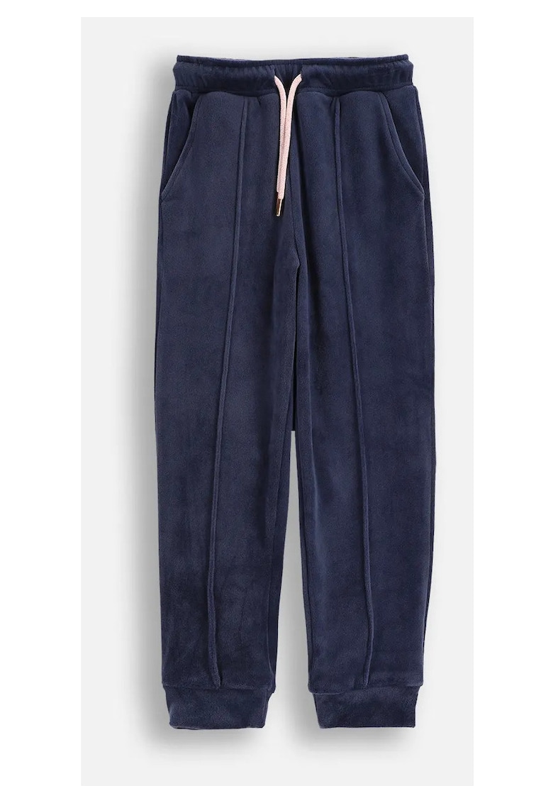Pantaloni copii - velur bleumarin - croiala lejera - buzunare - pentru fete