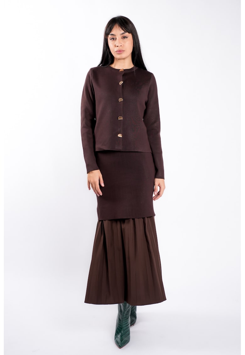 Rochie tricot cu pliseuri si jacheta asortata