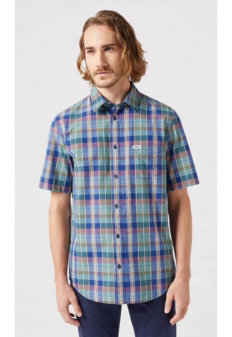 Camasa barbati - albastru - bumbac - maneca scurta - regular fit -