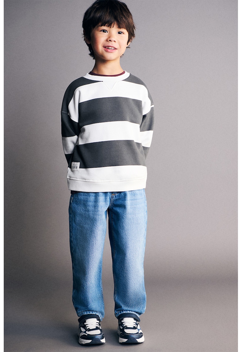 Bluza de trening cu dungi - Gri deschis/Alb optic