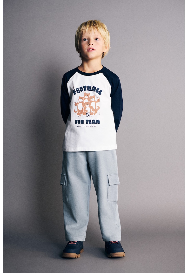 Pantaloni cargo drepti de trening - Albastru prafuit