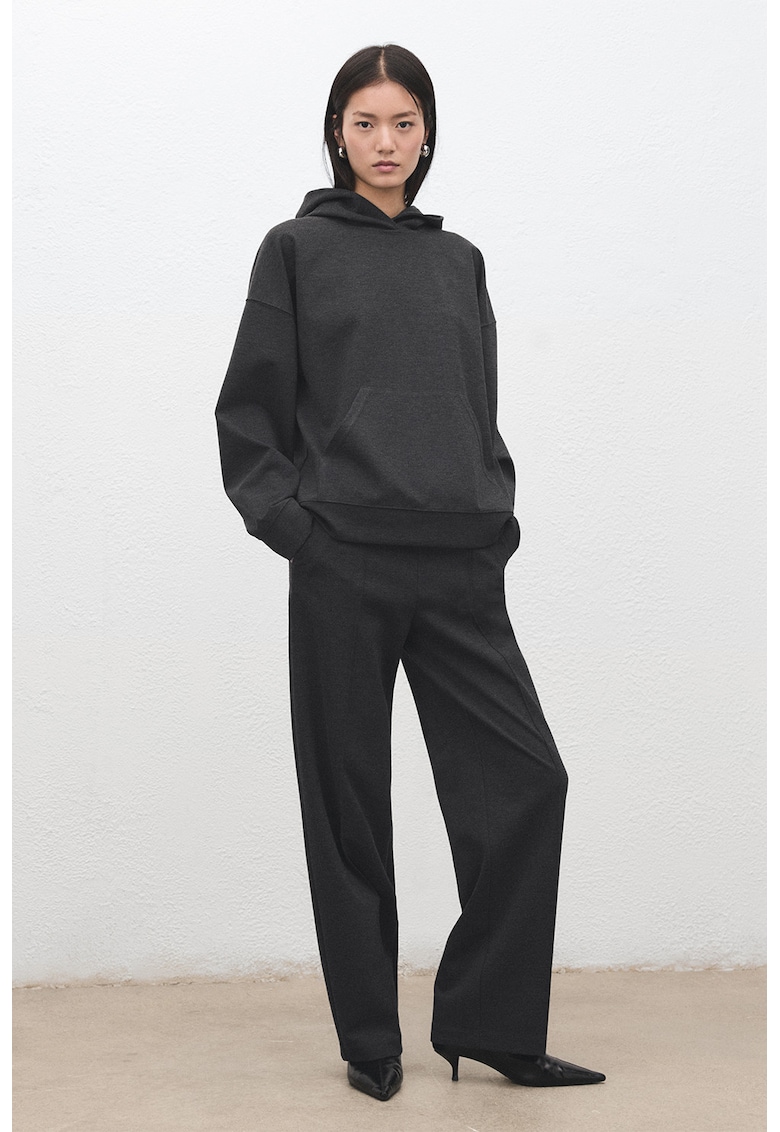 Pantaloni drepti cu talie inalta - Gri inchis