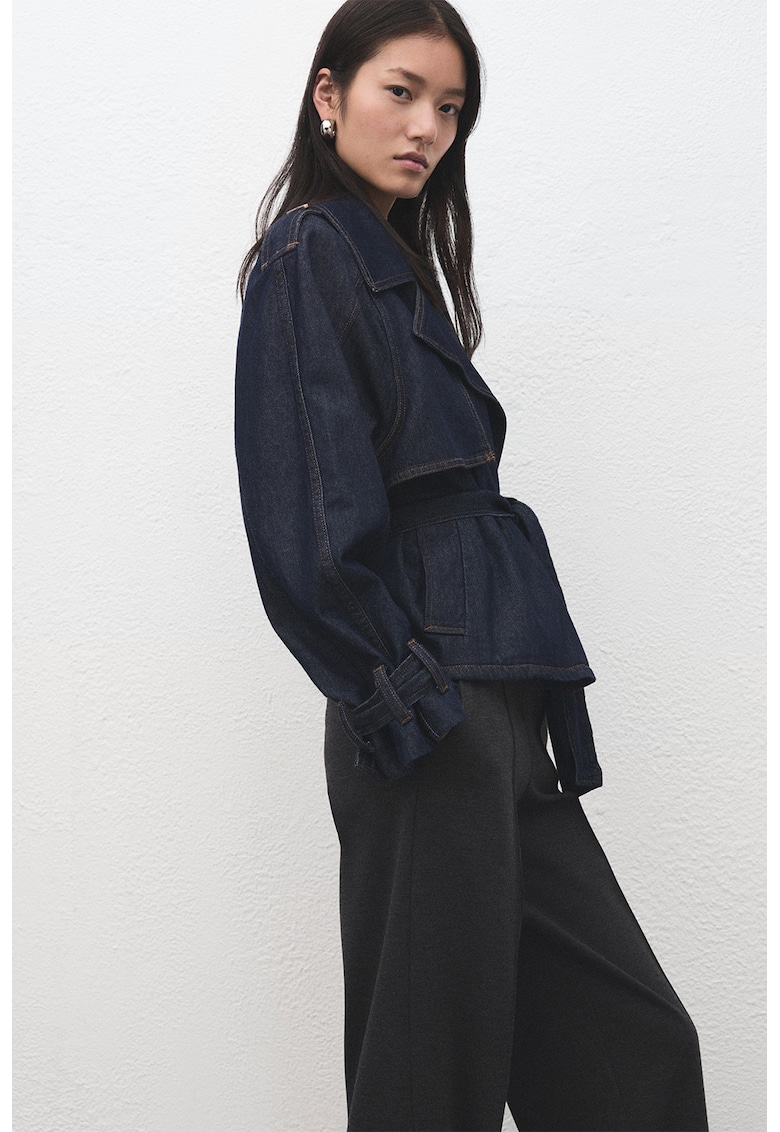 Pantaloni drepti cu talie inalta - Gri inchis