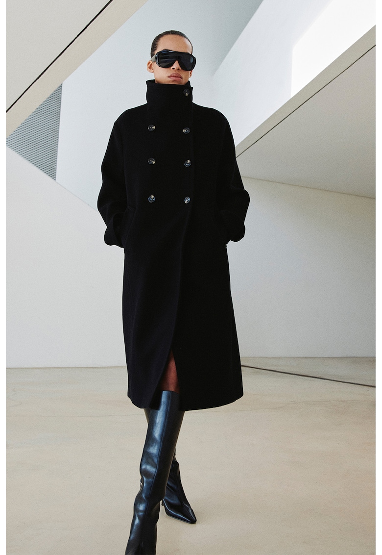 Haina de lana cu nasturi - Negru