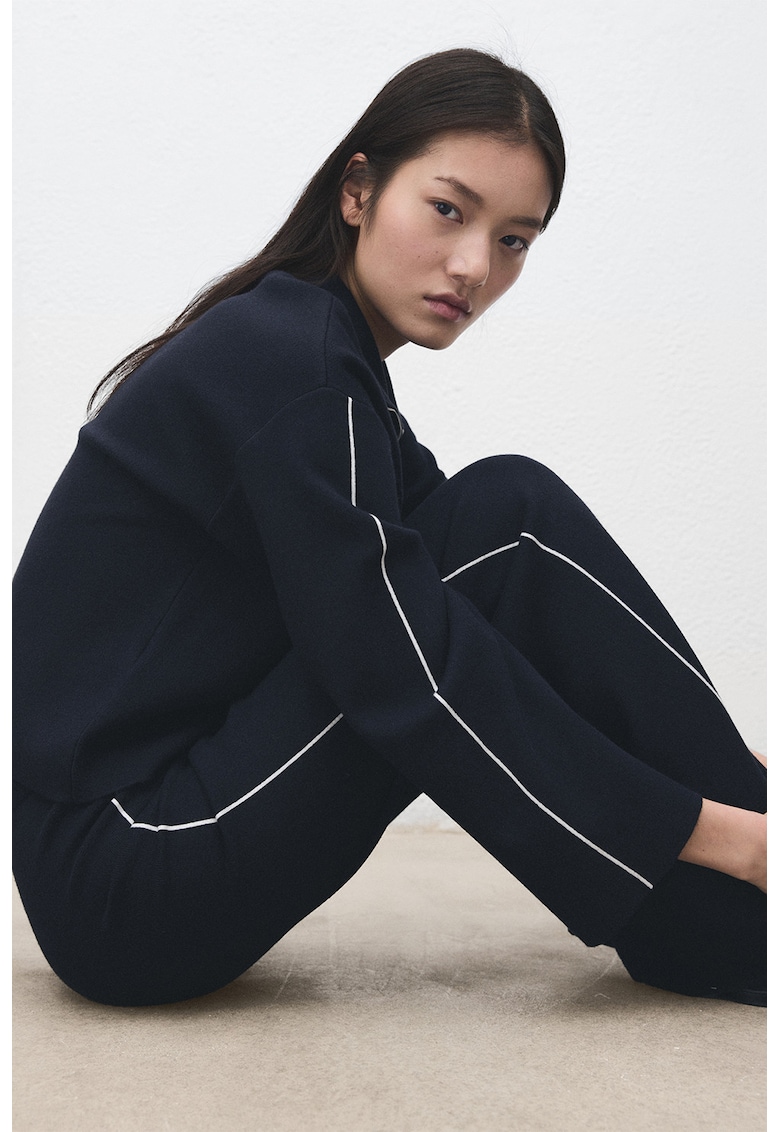Bluza de trening cu fermoar scurt - Bleumarin